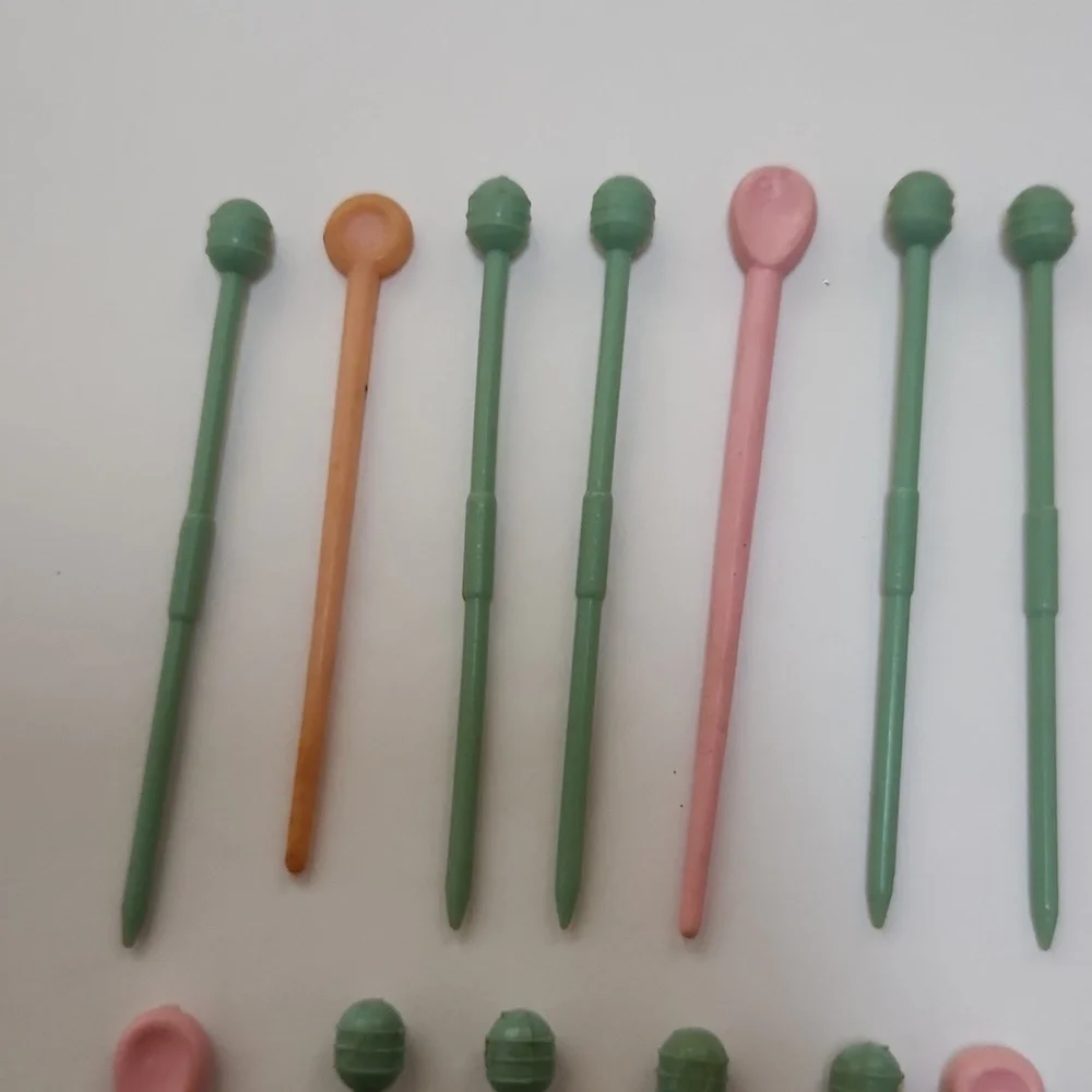 Vintage Plastic Pink Blue Peach Hair Roller Picks Pins Curlers hairstyling - Picture 2 of 7